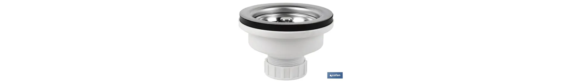 Válvula para fregadero | Fabricada en Polipropileno | Medidas: 1 1/2 x 115 | Con Cesta de Rejilla de Acero Inox.