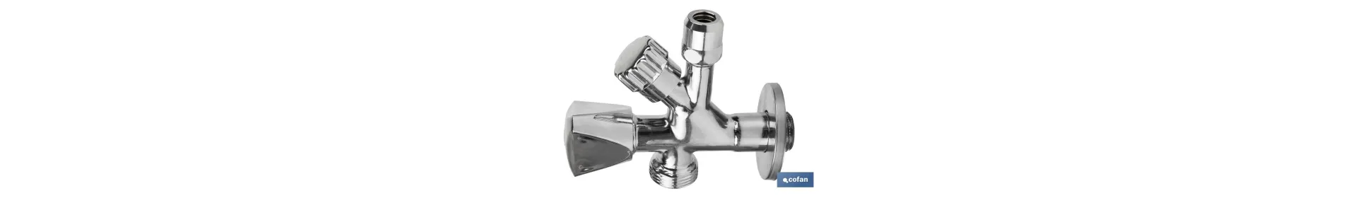 Válvula de Escuadra | Medidas: 1/2 x 3/4 x 3/8 | Modelo Combi | Fabricada en Latón CW617N | Rosca de Entrada a Gas