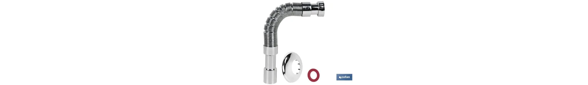 Tubo Flexible Metalizado | Longitud: 300-720 mm| Para Lavabo y Bidé | Medidas: 1 1/2 Ø32-40 mm o 2 2/2 Ø40-50 mm