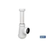 Sifón de Botella Corto | Extensible | Racor de 1 1/4 | Con Salida de 40 mm | Junta Cónica reductora de Ø32 mm