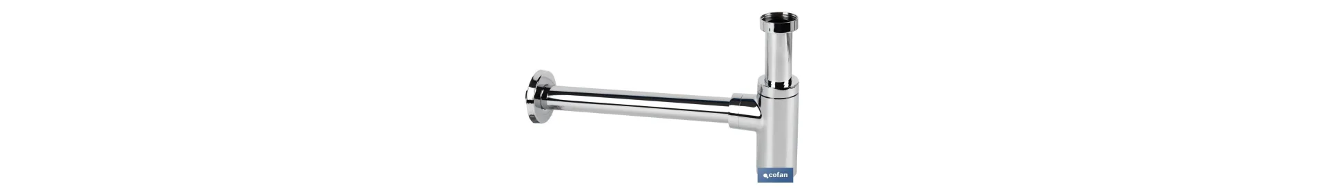 Sifón de Botella | Extensible | Cromado Cilíndrico | Salida horizontal de 330 mm de longitud y Ø32 mm
