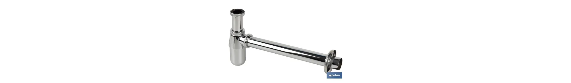 Sifón de botella Cromado | Extensible | Con Salida Horizontal de 330 mm y Ø32 mm | Rosca 1 1/4