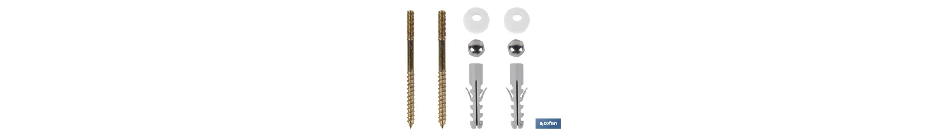 Conjunto de Tornillos Verticales | Fijación para el Inodoro | M5 x 75 | Compuesto de Dos Tornillos, Tapones y Tacos