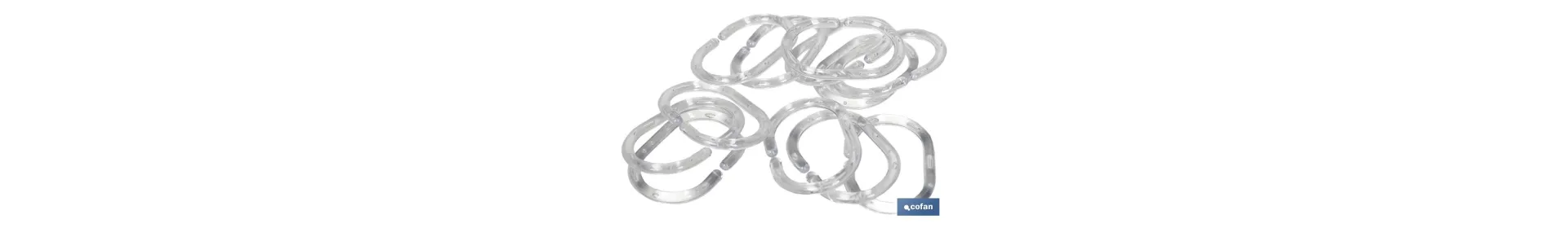 Anillas para Cortinas de Baño | Pack de 12 anillas | Anillas Transparentes