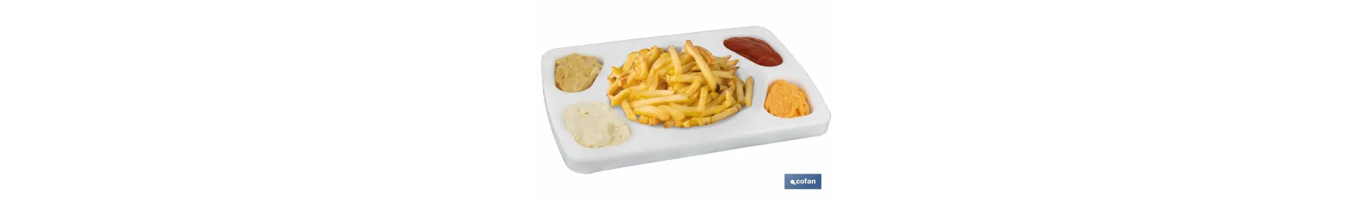 Tabla Salsera para 5 Salsas | Medida 30 x 20 x 1,5 cm | Color Blanco