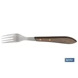 Pack de 3 tenedores chuleteros o de mesa | Con 4 púas | Mango con efecto madera de Nogal