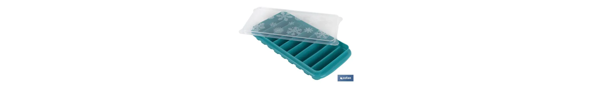 Cubitera de Hielo Rectangular con Tapa | Color Turquesa | Medida: 12,5 x 26 x 4 cm