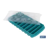Cubitera de Hielo Rectangular con Tapa | Color Turquesa | Medida: 12,5 x 26 x 4 cm