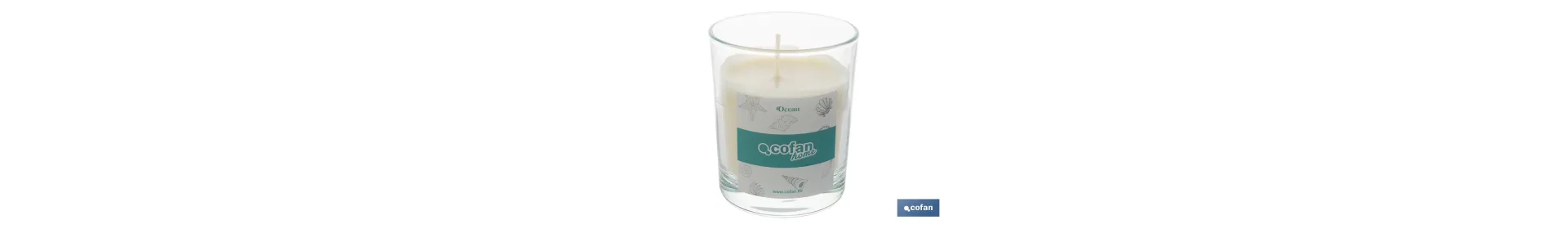 Vela aromática de cera vegetal | Aroma a océano | Mecha de algodón