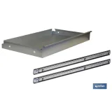 Cajón de acero galvanizado | Adecuado para bancos de trabajo | Incluye guías telescópicas | Medidas: 11 x 107,5 x 59 cm