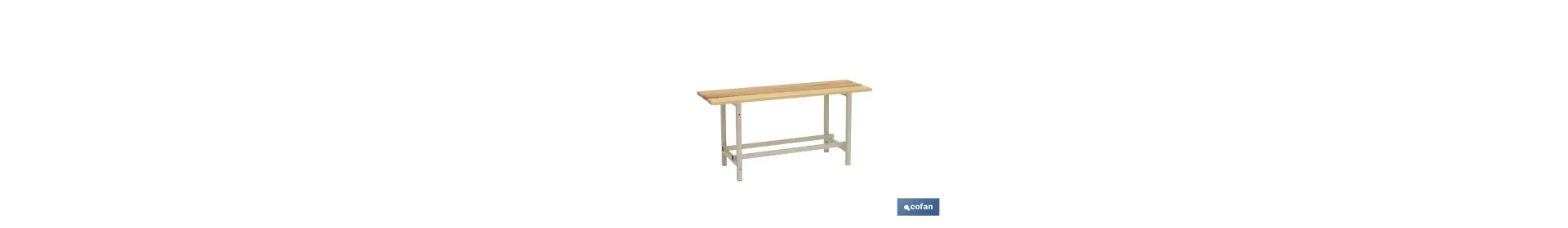 Banco de vestuario | Estructura de acero | Asiento de madera| Medidas: 47,5 x 100 x 32 cm