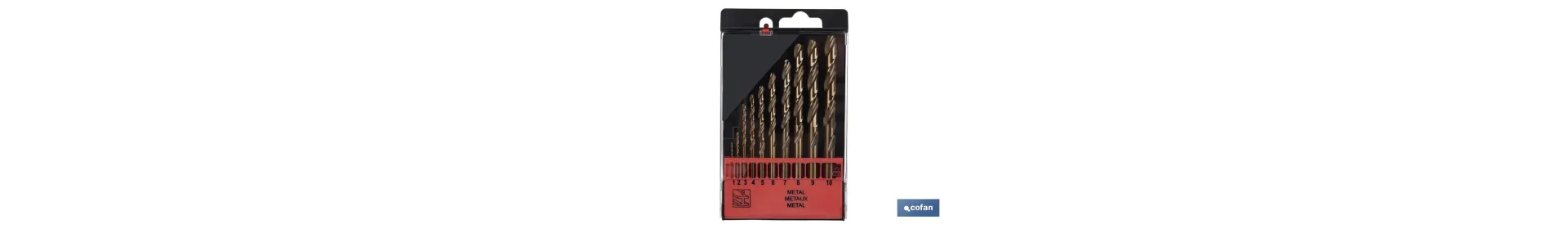 Estuche de 10 brocas HSS-Co | Adecuadas para acero inoxidable y metal duro | Varios diámetros