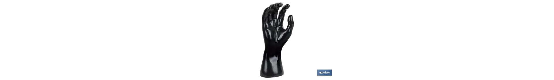 Expositor de guantes | Mano derecha expositora con base magnética | Fabricado en polipropileno de color negro