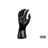 Expositor de guantes | Mano derecha expositora con base magnética | Fabricado en polipropileno de color negro
