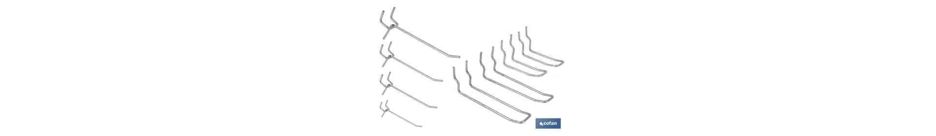 Set de 8 ganchos dobles | Adecuado para panel de herramientas perforado | Material: acero zincado