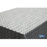 Rollo de mantel antimanchas de estampado digital con diseño de hexágonos | 50 % algodón y 50 % PVC | Medidas: 1,40 x 25 m