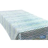 Rollo de mantel antimanchas con estampado digital de diseño con rayas | 50 % algodón y 50 % PVC | Medidas: 1,40 x 25 m