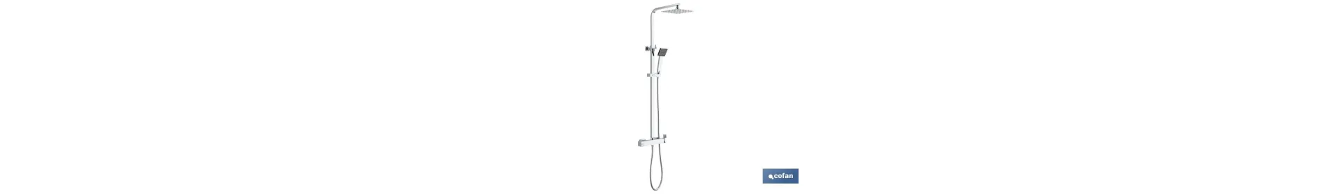 Columna de Ducha con Grifo Monomando | Diseño de Cabezal Cuadrado | Regulable en Altura