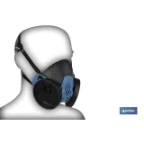 Media máscara | Para dos filtros de protección intercambiables | Bandas de sujeción | Protección contra gases, vapores, partícu