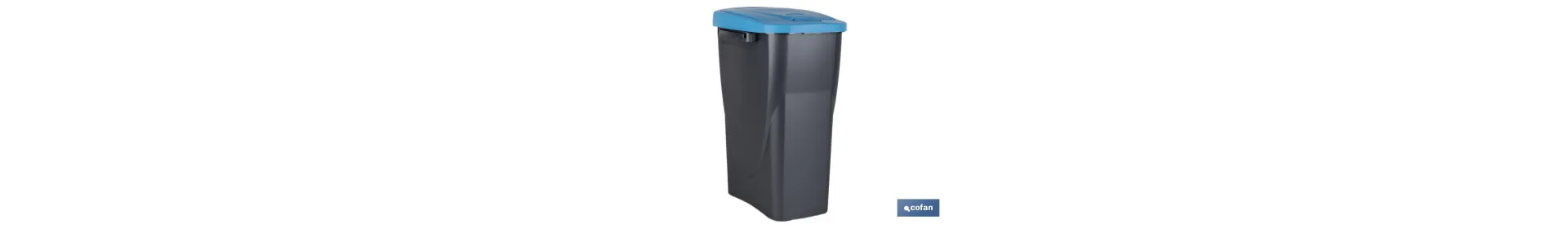 Cubo de basura azul para reciclar materiales de papel y cartón | Tres medidas y capacidades diferentes