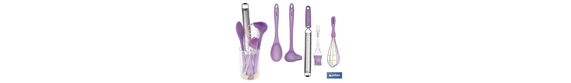 Set de 6 utensilios morados de la gama Vergini