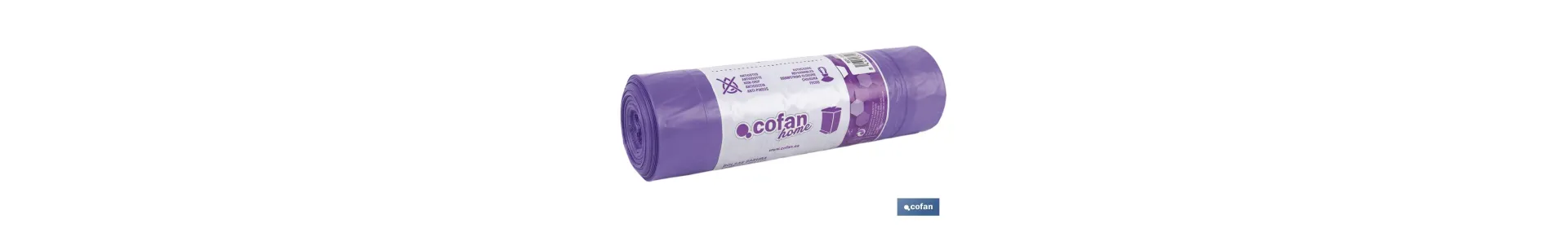 Bolsas de basura perfumadas con autocierre en color violeta | Medidas de 57 x 57 cm y galga de 90