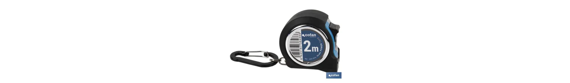 Flexómetro 2 x 16 mm | Carcasa de ABS | Cinta con recubrimiento anticorrosión | Calibración en los bordes | Incluye mosquetón