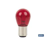 Lámpara de 2 polos descentrada 12 V | Casquillo de tipo BAW15d | Bombilla P21/5W en color rojo