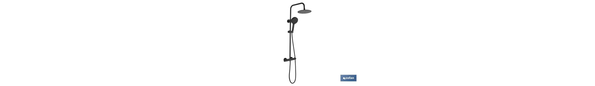 Columna de Ducha Extensible con Grifo Termostático | Grifería con acabado Negro Mate