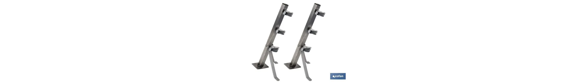 Tendedero fijo de pared de dos piezas con forma de escuadra y 3 poleas | Fabricado en Acero Inoxidable AISI 304 | Medidas: 36,5
