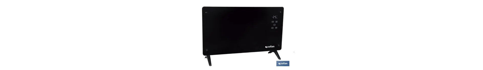 Convector radiante de panel de vidrio | Potencia: 2000 W | Mando a distancia | Control vía app | Compatible con asistente de vo