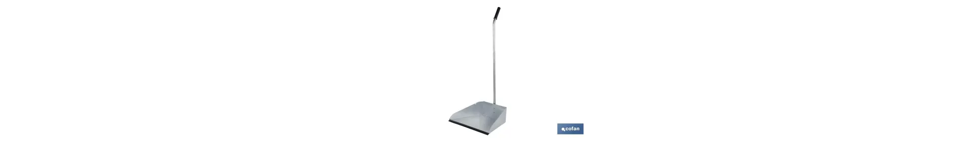 Recogedor metálico industrial con mango curvo | Borde de goma | Material: chapa galvanizada | Resistente y duradero