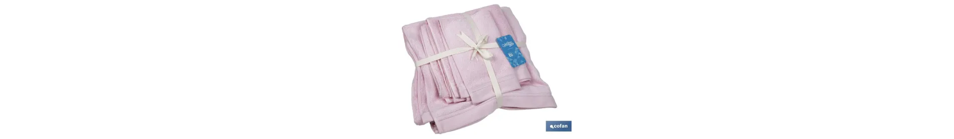 Juego de 3 toallas de color rosa claro con 580 g/m2 | Gama Flor | Set de toallas 100 % de algodón