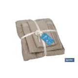 Juego de 3 toallas de color beige con 580 g/m2 | Gama Abisinia | Set de toallas 100 % de algodón