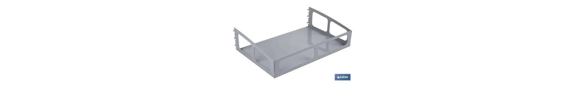 Bandeja para expositores | Color: gris claro | Ideal para una organización eficiente | Medidas: 300 x 200 mm