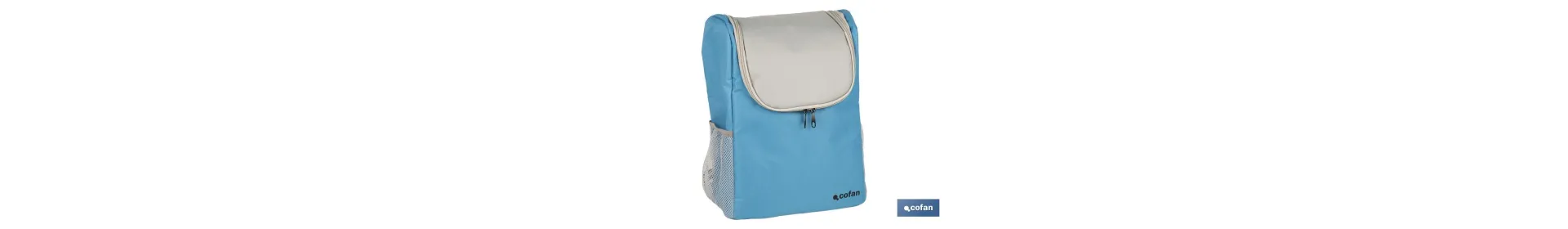 Mochila nevera isotérmica | Mochila de refrigeración | Capacidad: 10 litros | Color: Azul y gris | Medidas: 28 x 12,5 x 37 cm
