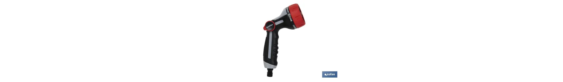 Pistola de riego con 7 modos de flujo y control del caudal con el pulgar