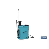 Pulverizador de espalda | Funcionamiento eléctrico y manual | Capacidad: 16 litros | Batería de Li-Ion 12 V | Lanza 60 cm | 4 b