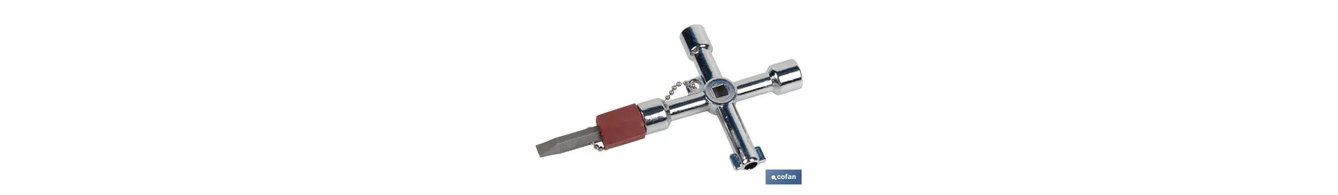 Llave de cabina multifuncional | Aleación de zinc cromada | 7 perfiles | Longitud: 7,5 cm