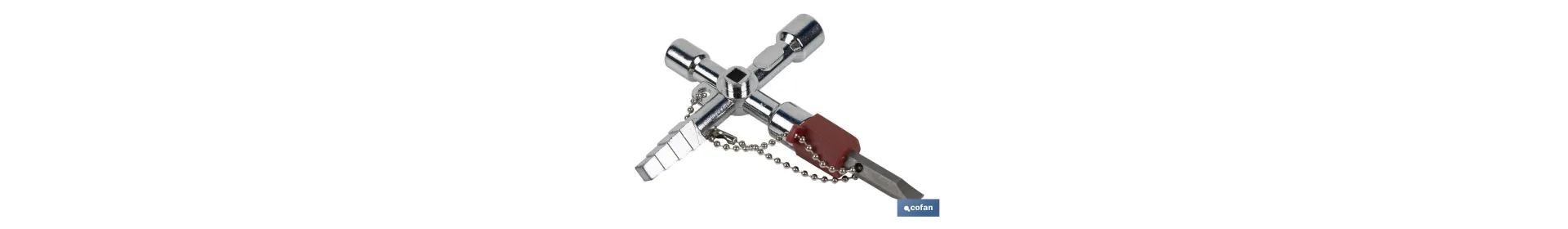 Llave de cabina multifuncional | Aleación de zinc cromada | Ideal para electrotécnica, fontanería | 10 perfiles | Longitud: 8,5