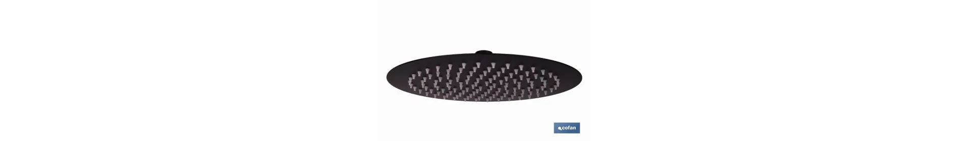 Cabezal de ducha redondo orientable | Diseño extrafino | Tecnología antical | Medidas: Ø24,5 cm | Disponible en acabado negro m