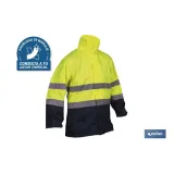 Chaqueta de lluvia de alta visibilidad con cierre de cremallera | Color: amarillo y azul | Disponible desde la talla S hasta la