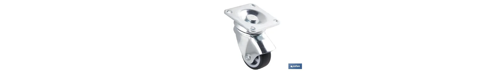 Rueda de goma gris con placa giratoria | Diámetros desde 30 mm hasta 40 mm | Para pesos desde 25 kg hasta 32 kg