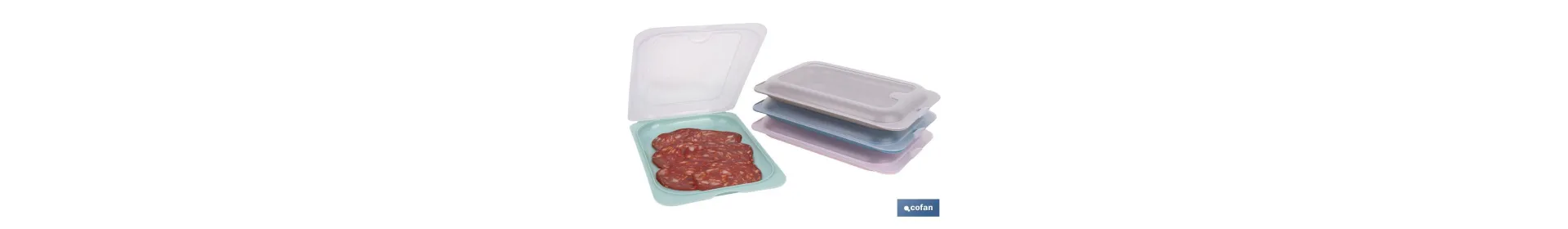Pack de 4 fiambreras portaembutidos apilables | Tapa transparente | Conservación de alimentos | Medidas: 25 x 17 x 3 cm