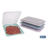 Pack de 4 fiambreras portaembutidos apilables | Tapa transparente | Conservación de alimentos | Medidas: 25 x 17 x 3 cm