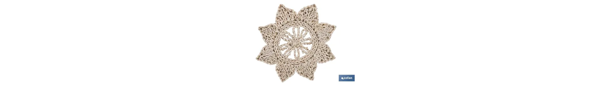 Bajoplatos en forma de estrella | Packs de 6 unidades de salvamanteles individuales | Material: fibra natural | Diámetro: 30 cm