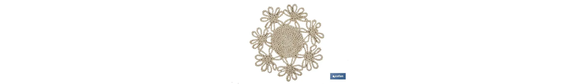 Bajoplatos con borde floral | Packs de 6 unidades de salvamanteles individuales | Material: fibra natural | Diámetro: 35 cm | D