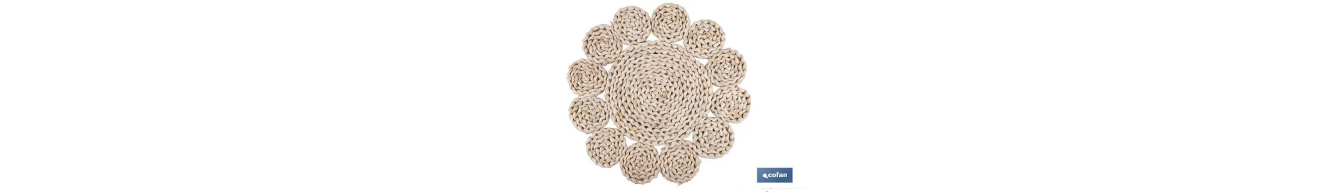 Bajoplatos con formas circulares | Packs de 6 salvamanteles individuales | Material: fibra natural | Diámetro: 35 cm | Decoraci
