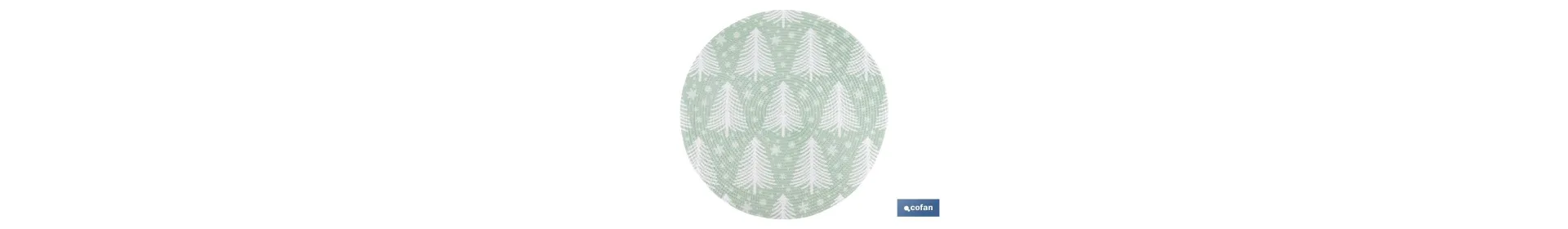 Bajoplatos redondos de Navidad | Diseño con árboles de Navidad | Packs de 6 salvamanteles individuales | Diámetro: 38 cm | Colo