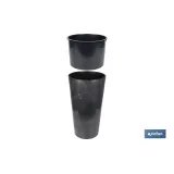 Maceteros cónicos decorativos con depósito | Color: negro | Resistentes para los UV | Material: polipropileno | Disponibles en 